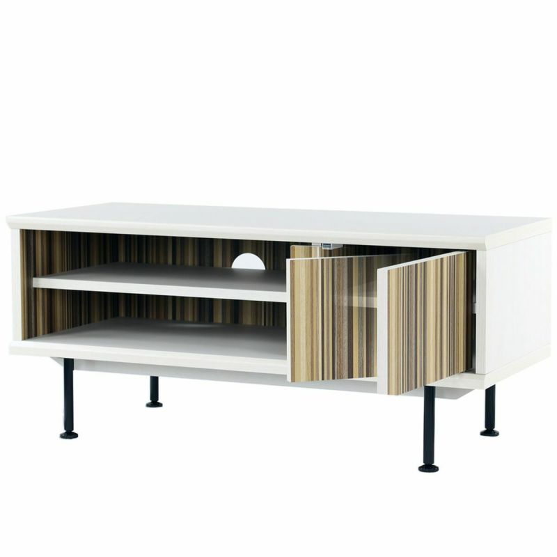 TV stand, width 60cm, height 40cm, white, 24V compatible, Scandinavian style, parquet door, TV board