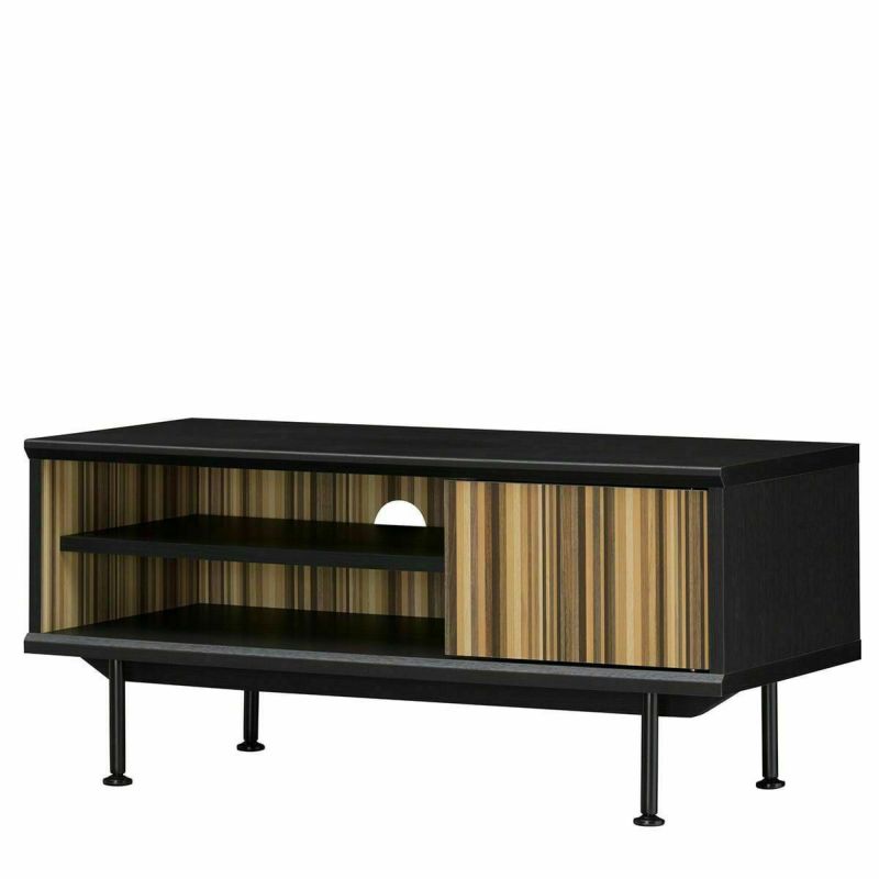 TV stand, width 90cm, height 40cm, black, 32V compatible, Scandinavian style, parquet door, TV board