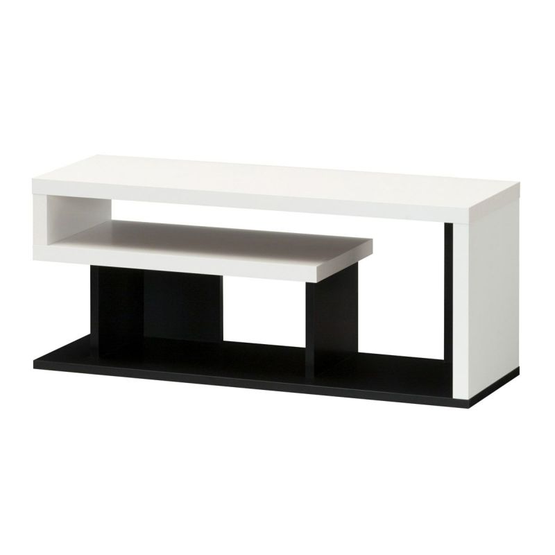 TV stand, width 90cm, height 38cm, white, black, 32V compatible, TV board