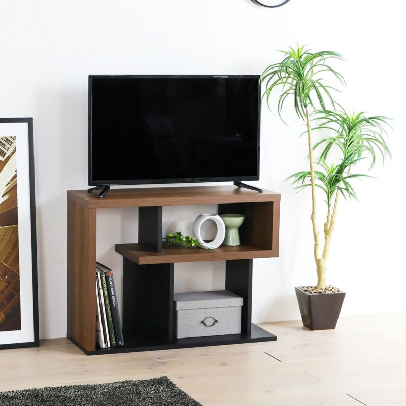 TV stand rack width 80cm height 61cm dark brown 32V compatible TV board