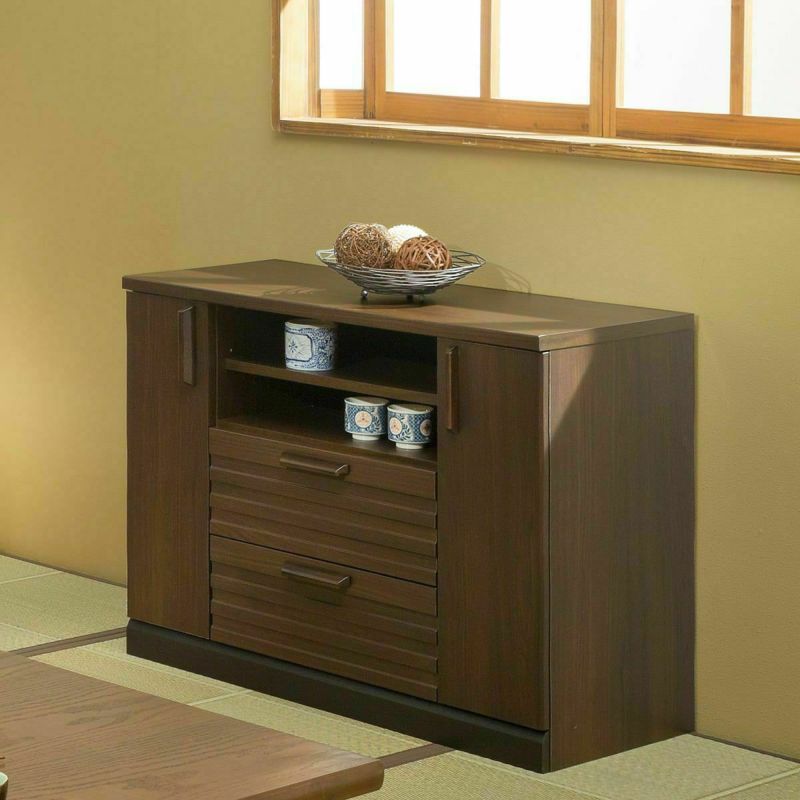 TV stand cabinet width 90cm height 69cm dark brown 32V compatible Japanese taste TV board