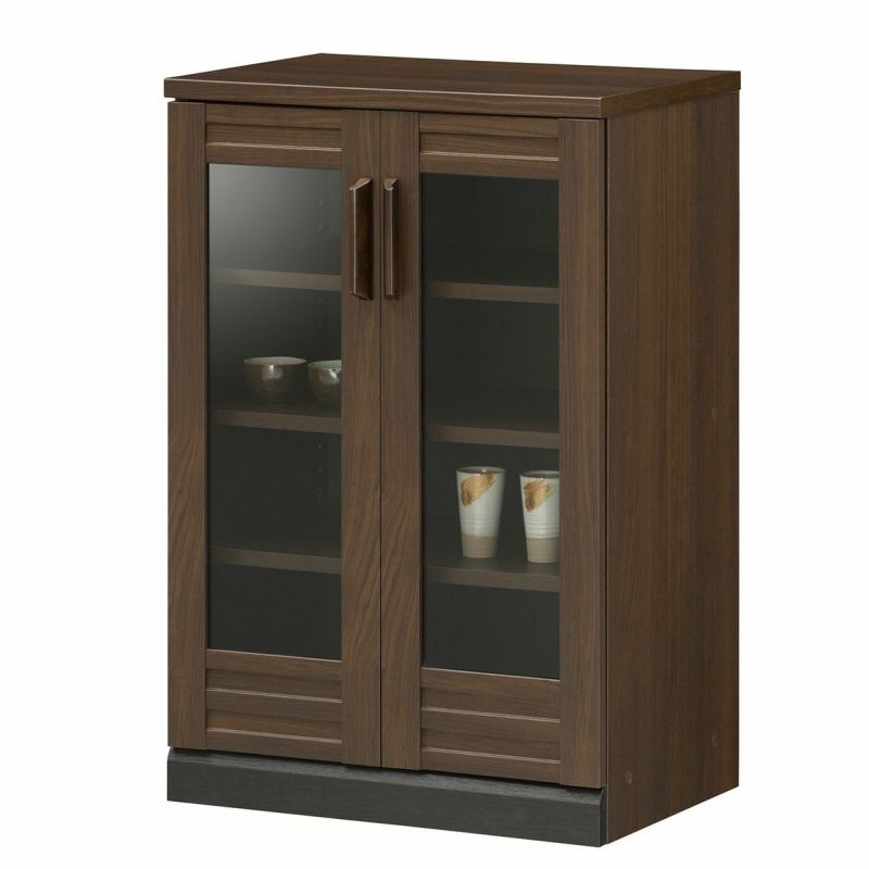 Cabinet shelf width 57cm height 86cm dark brown Japanese style storage shelf with glass door bookshelf