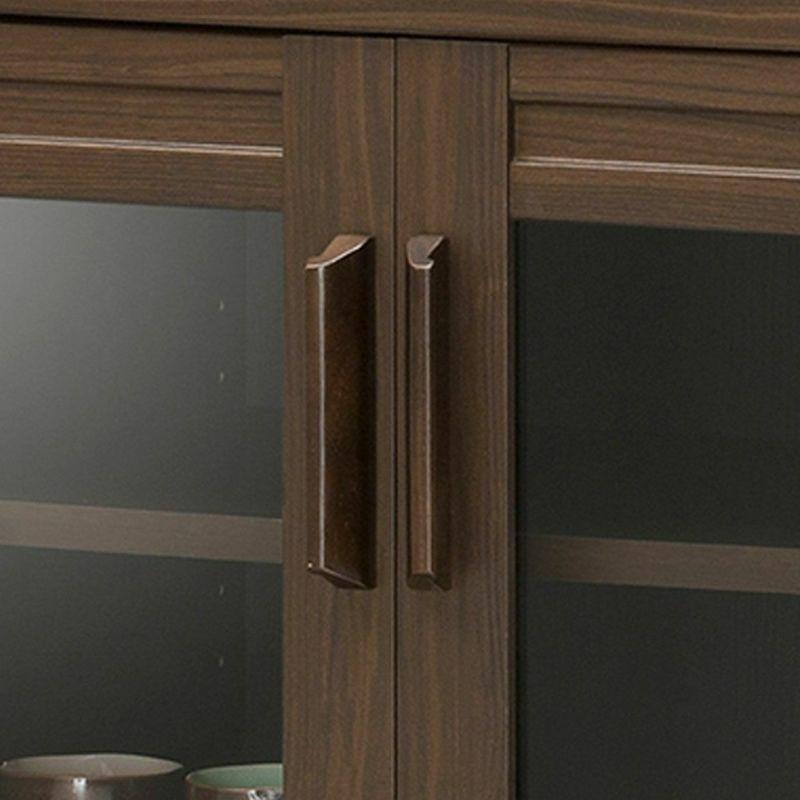 Cabinet shelf width 57cm height 86cm dark brown Japanese style storage shelf with glass door bookshelf