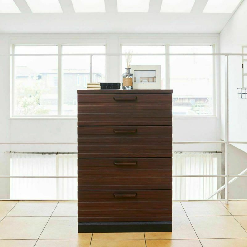 Chest of drawers Width 57cm Height 86cm Dark brown Japanese style Drawer storage