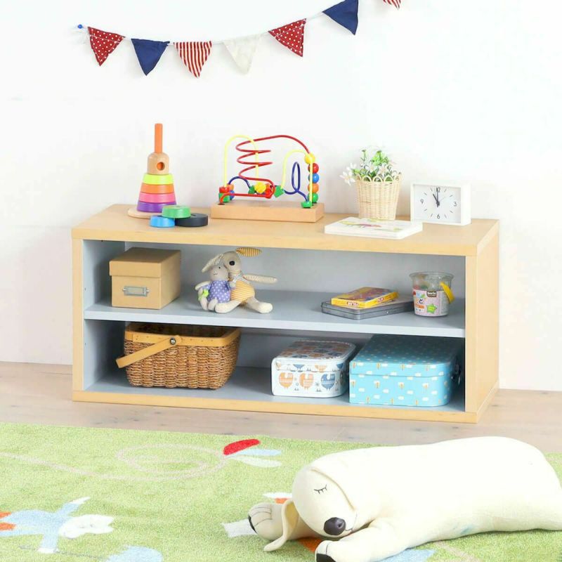 Kids' Rack Storage Shelf Width 91cm Height 38cm Natural Brown Gray Bookshelf Children's Storage