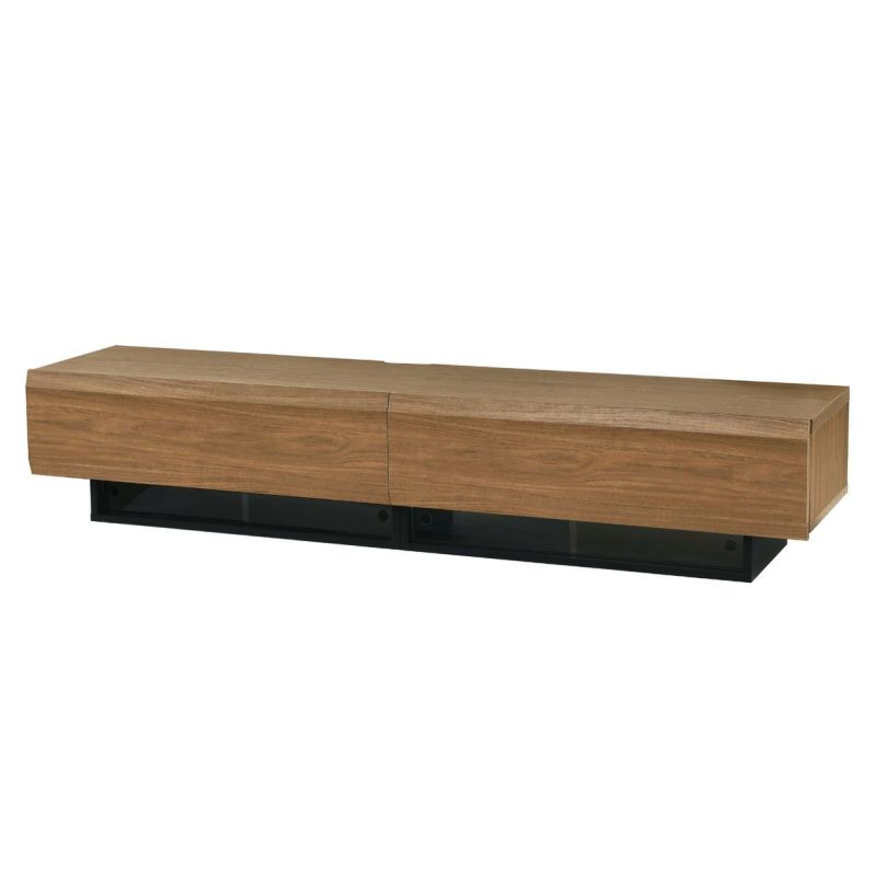 TV stand, width 180cm, height 36cm, dark brown, fits 75-inch TV, lowboard with a wooden feel