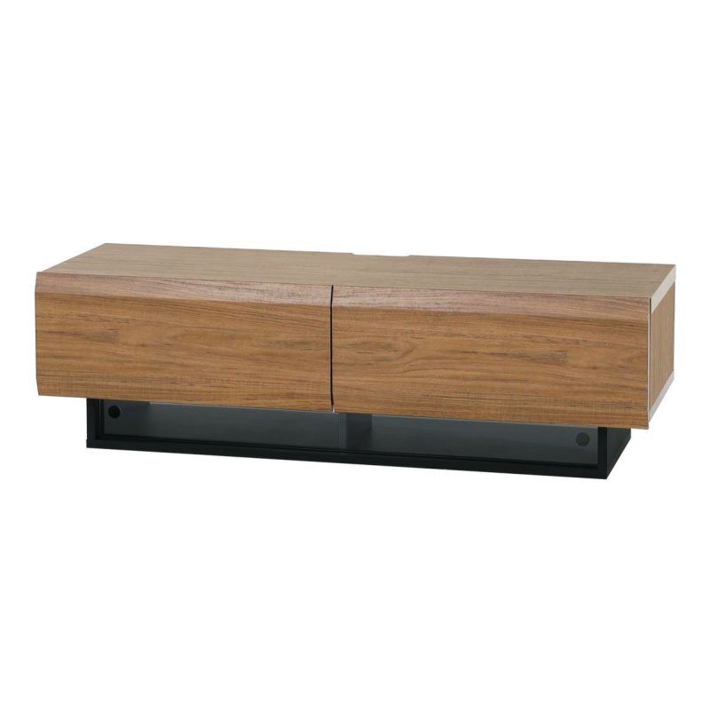 TV stand, width 120cm, height 36cm, dark brown, 50V compatible, lowboard with a wooden feel