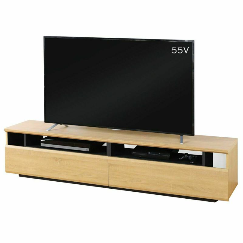 TV stand, width 180cm, height 40cm, natural brown, fits 75-inch TV, multi-functional, plenty of storage