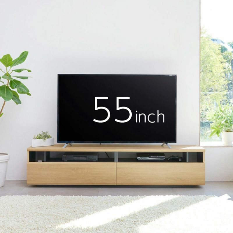 TV stand, width 180cm, height 40cm, natural brown, fits 75-inch TV, multi-functional, plenty of storage