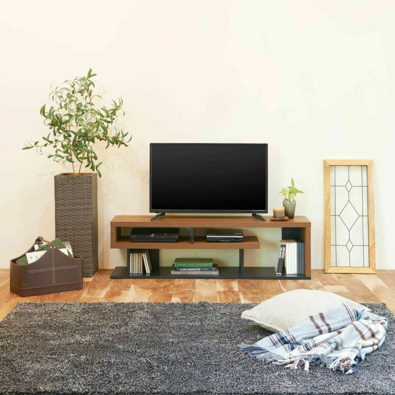 TV stand, width 121cm, height 35cm, dark brown, 50V compatible, TV board