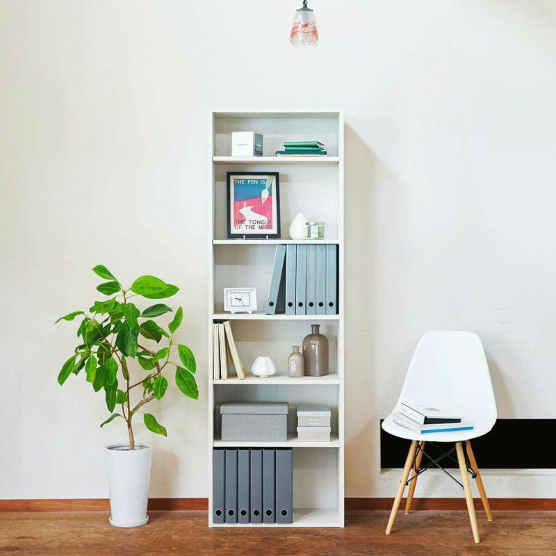 Free rack, width 59cm, height 180cm, white, plain wood, basic, bookshelf, shelf