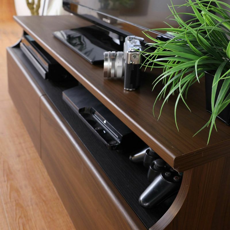 TV stand, width 178cm, height 40cm, dark brown, 75-inch compatible, simple, lowboard with soft lines