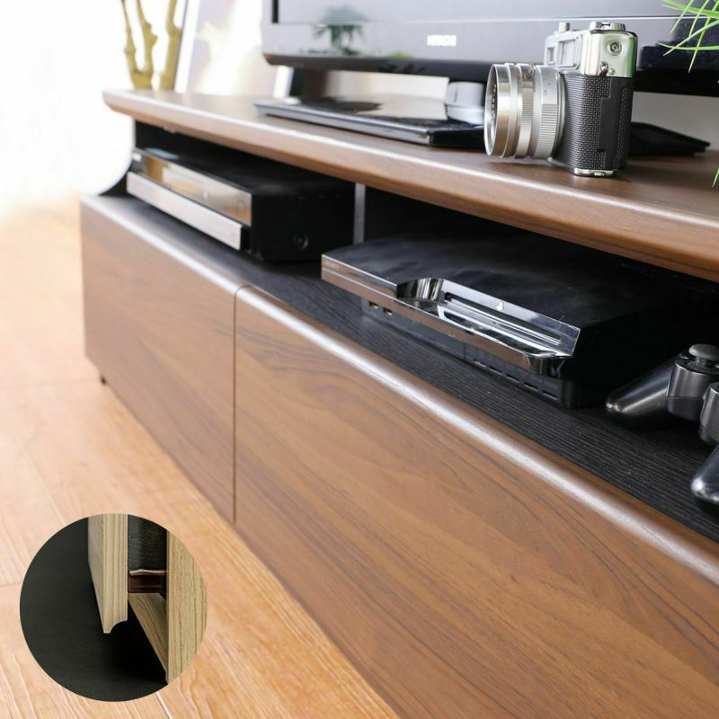 TV stand, width 178cm, height 40cm, dark brown, 75-inch compatible, simple, lowboard with soft lines