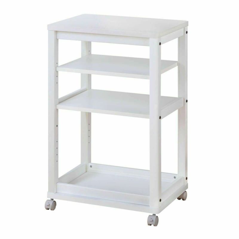 Kitchen cart, 3 shelves, width 53cm, height 85cm, white, melamine top, casters, kitchen storage