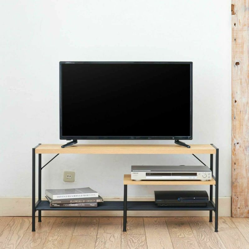 TV stand, width 100cm, height 45cm, natural brown, fits 43-inch TV