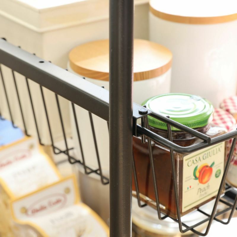 Kitchen cart, width 39cm, height 79cm, natural brown, basket, with casters, kitchen storage