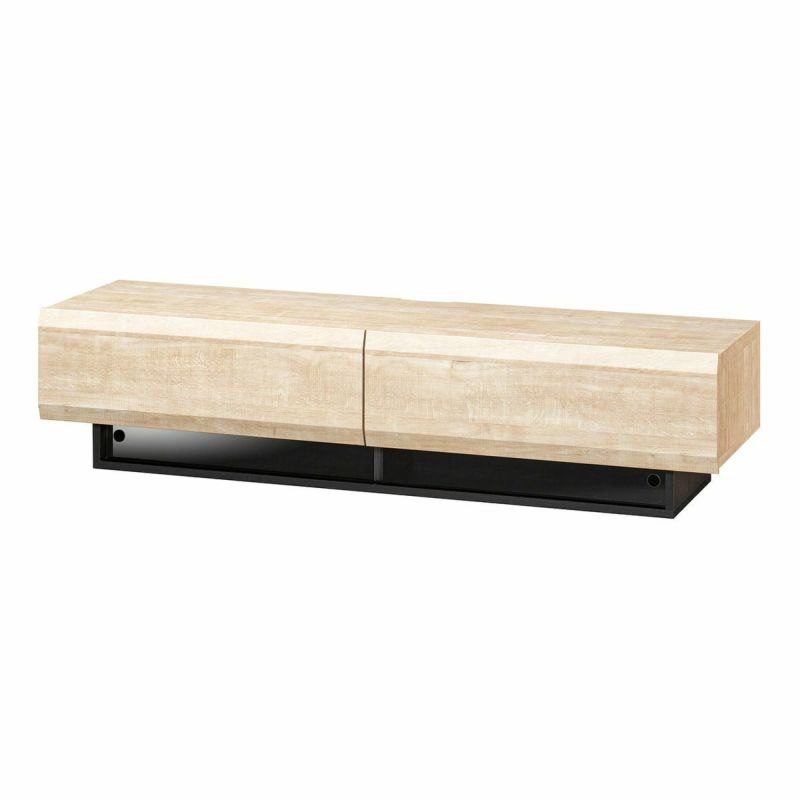 TV stand, width 150cm, height 36cm, natural brown, 65V compatible, lowboard with a wooden feel