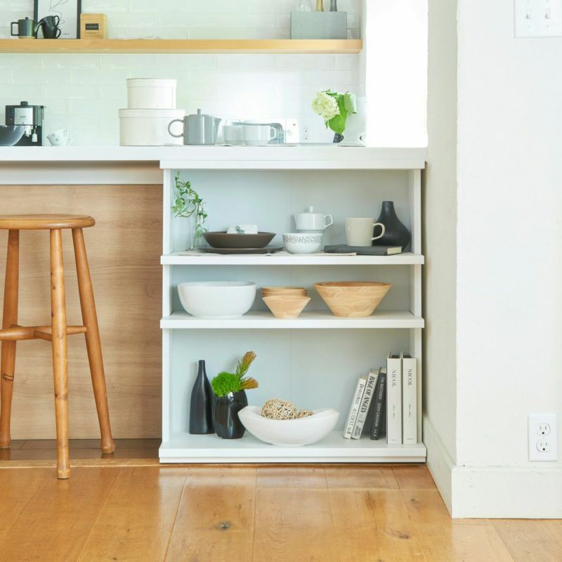 Open rack shelf width 75cm height 85cm white under counter shelf bookshelf storage