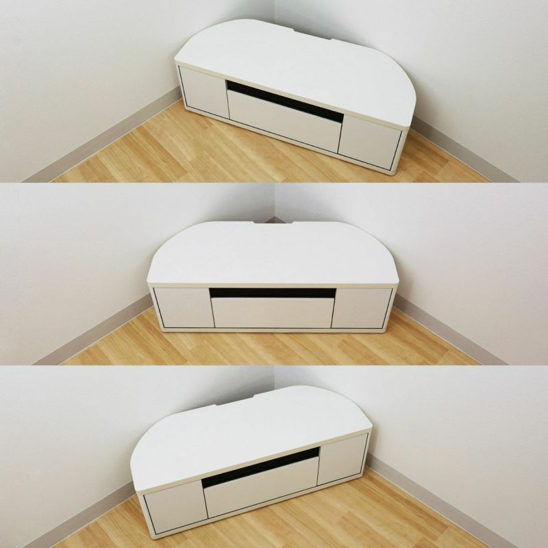 TV stand, width 130cm, height 36cm, white, corner type, compatible with 55-inch TVs, lowboard