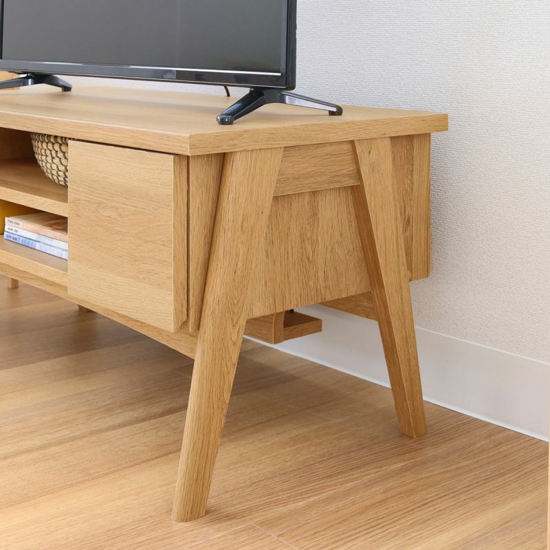 TV stand, width 81cm, height 42cm, natural brown, 32V compatible, TV board, lowboard