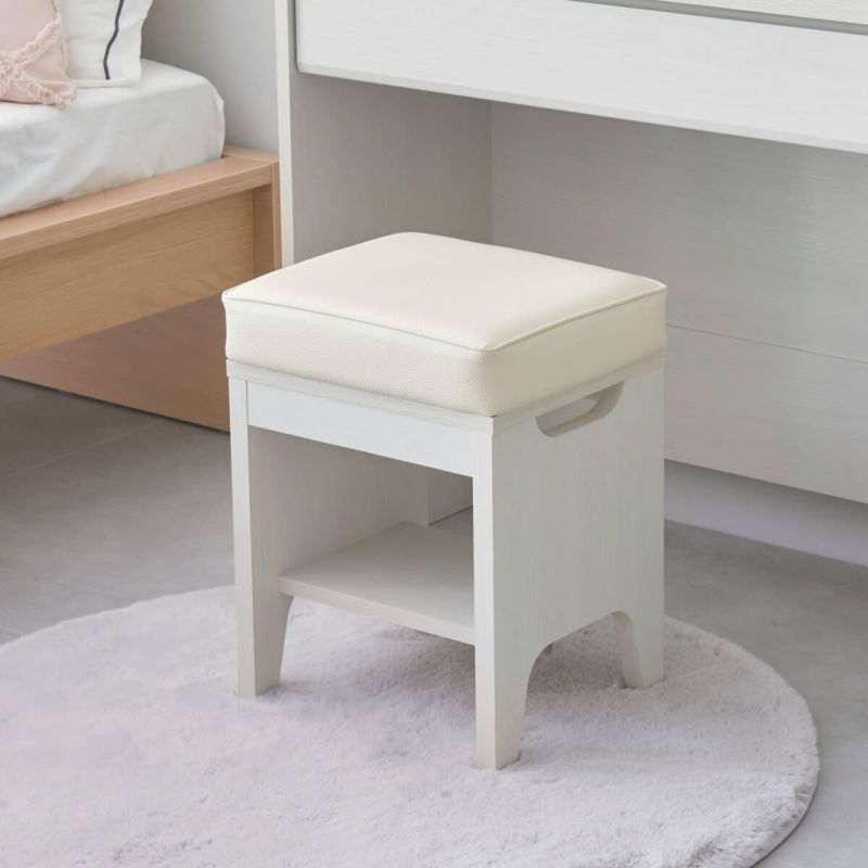 Stool Chair for dresser Width 35cm Height 46cm White White wood Cushion seat