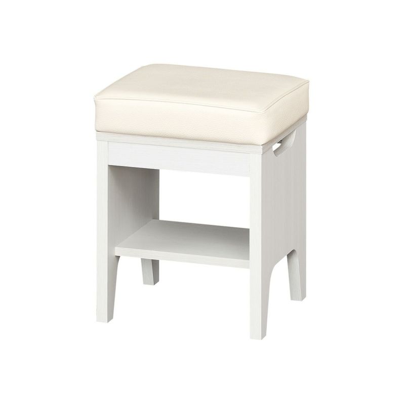 Stool Chair for dresser Width 35cm Height 46cm White White wood Cushion seat