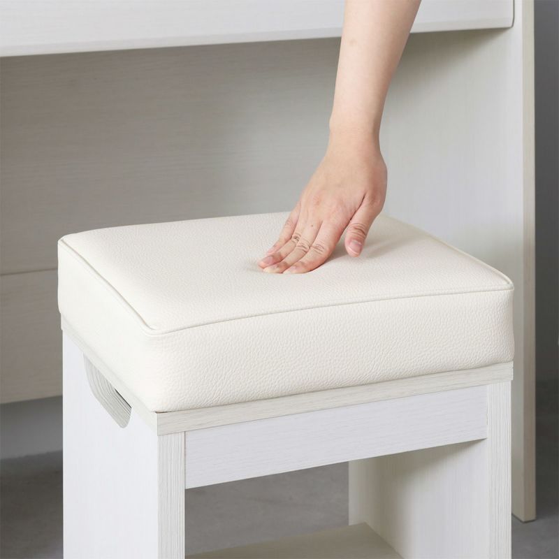 Stool Chair for dresser Width 35cm Height 46cm White White wood Cushion seat