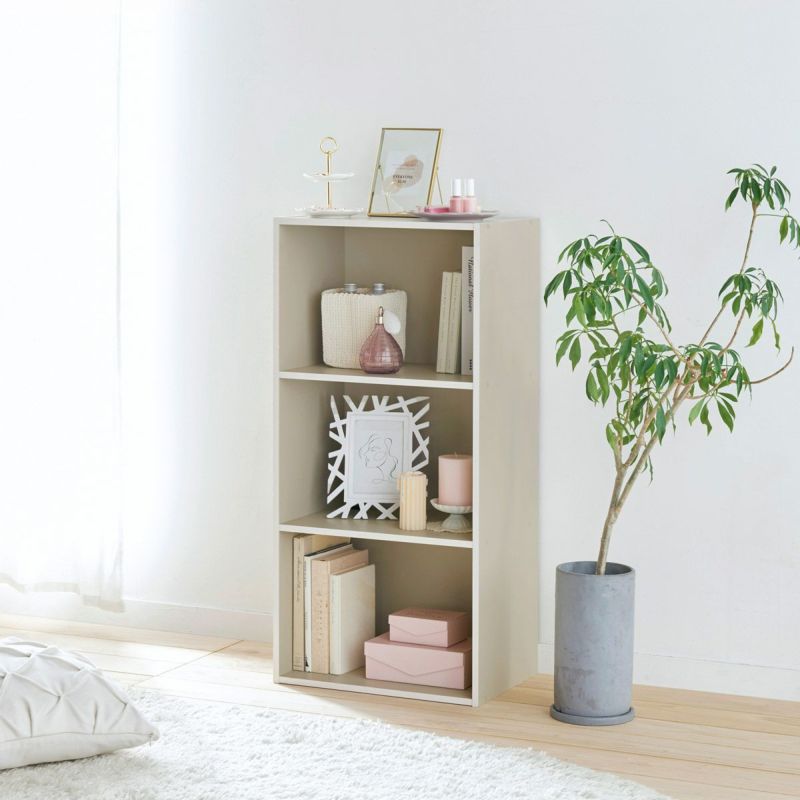 Color box, 3 shelves, width 42cm, height 89cm, dull beige, can be placed horizontally