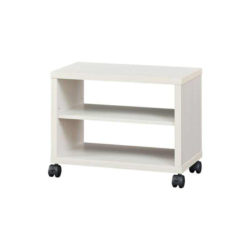 TV stand, width 51cm, height 40cm, white, white wood, 19-inch TV compatible, with casters, with decorative back, TV board