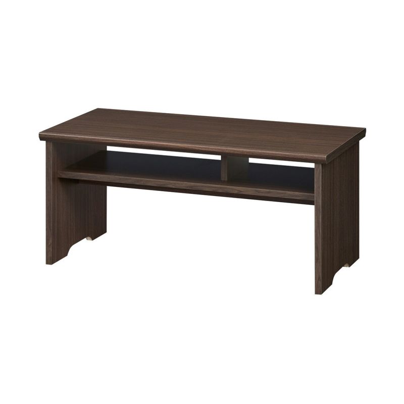 Table, width 81cm, height 37cm, dark brown, with middle shelf