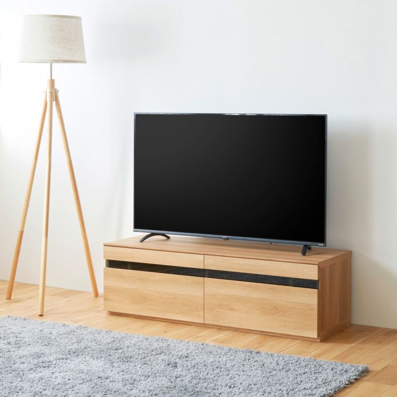 TV stand, width 120cm, height 37cm, natural brown, 50V compatible, TV board, lowboard