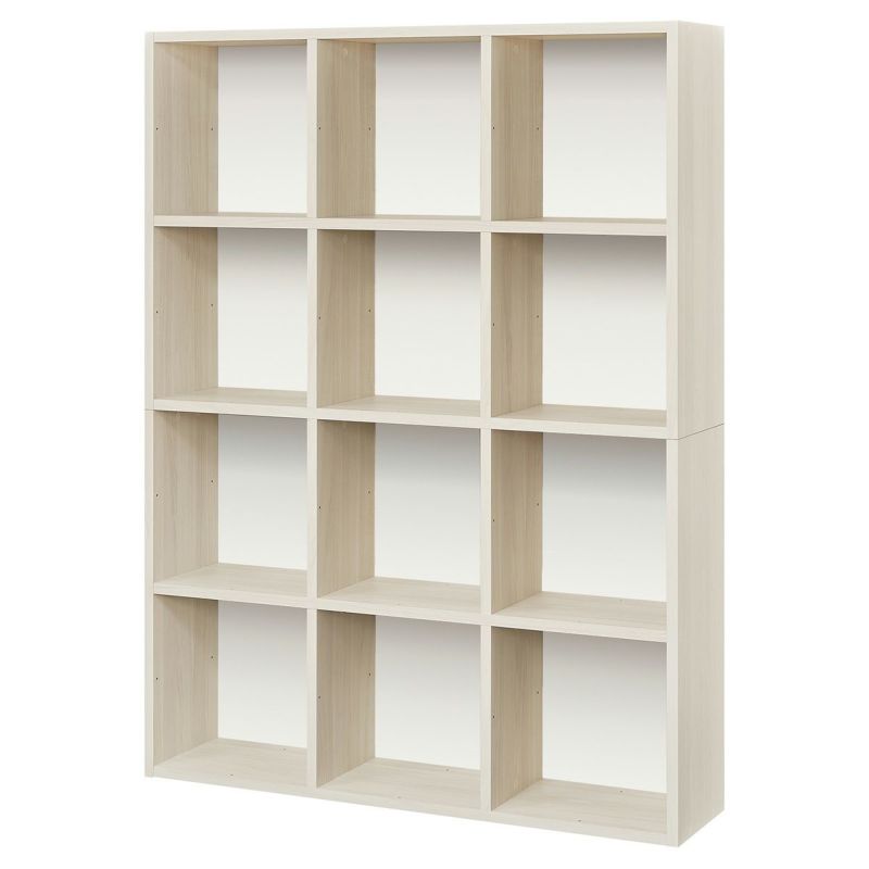 Free Rack Ivory Grid Rack 4 Tiers Display Shelf Bookshelf Shelf Can be Placed Horizontally [Width 124cm]