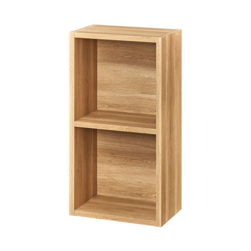 Free Rack Natural Brown Grid Rack Display Shelf Bookshelf Shelf Can be Placed Horizontally [Width 43cm]