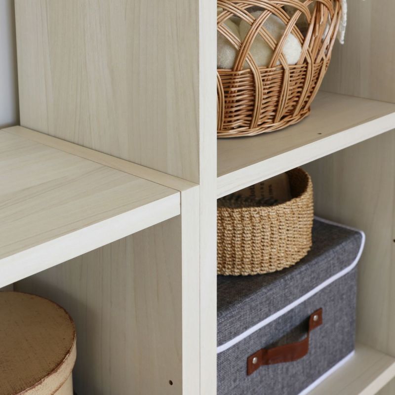 Free Rack Natural Brown Grid Rack Display Shelf Bookshelf Shelf Can be Placed Horizontally [Width 43cm]