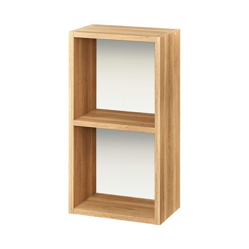 Free Rack Natural Brown Grid Rack Display Shelf Bookshelf Shelf Can be Placed Horizontally [Width 43cm]