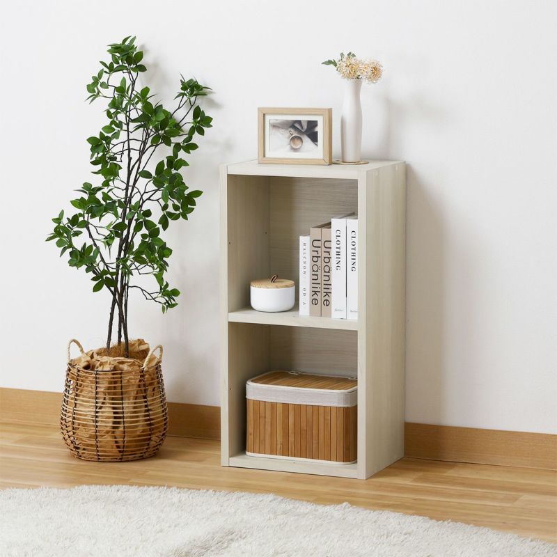 Free Rack Ivory Grid Rack Display Shelf Bookshelf Shelf Can be placed horizontally [Width 43cm]