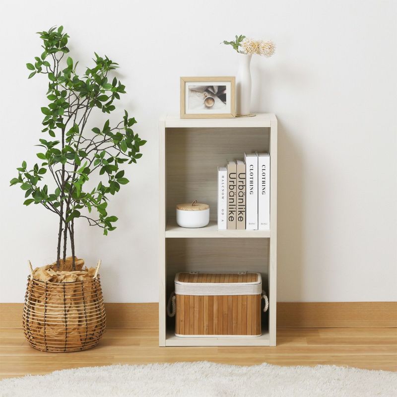 Free Rack Ivory Grid Rack Display Shelf Bookshelf Shelf Can be placed horizontally [Width 43cm]