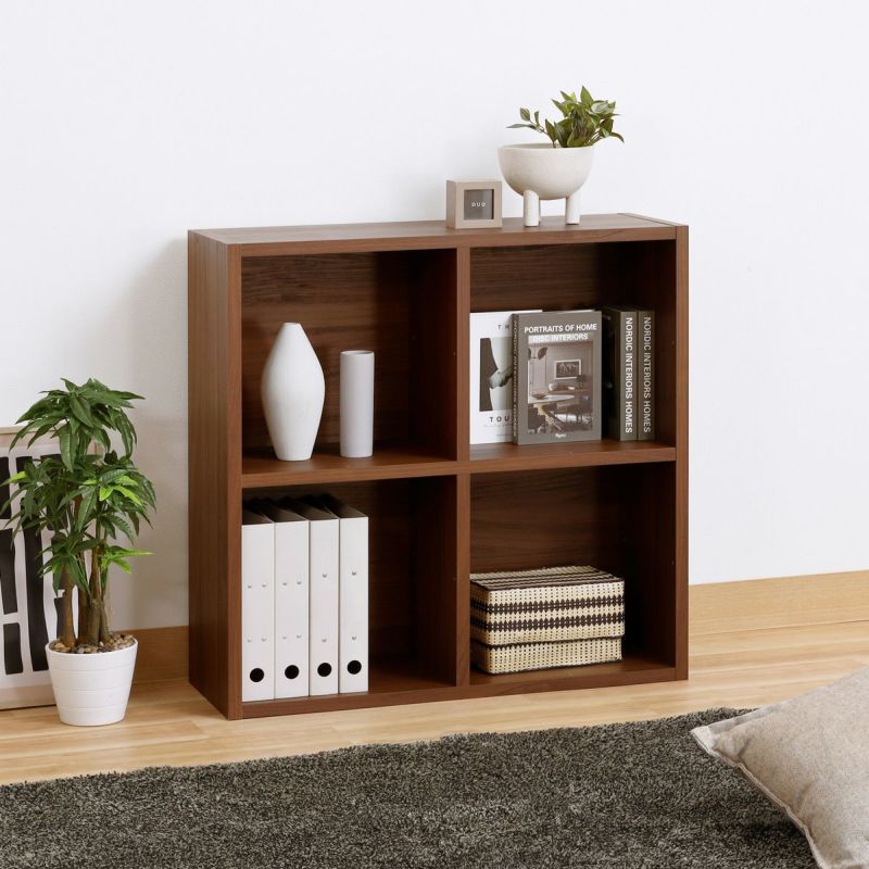 Free Rack Dark Brown Grid Rack Display Shelf Bookshelf Shelf Can be Placed Horizontally [Width 84cm]