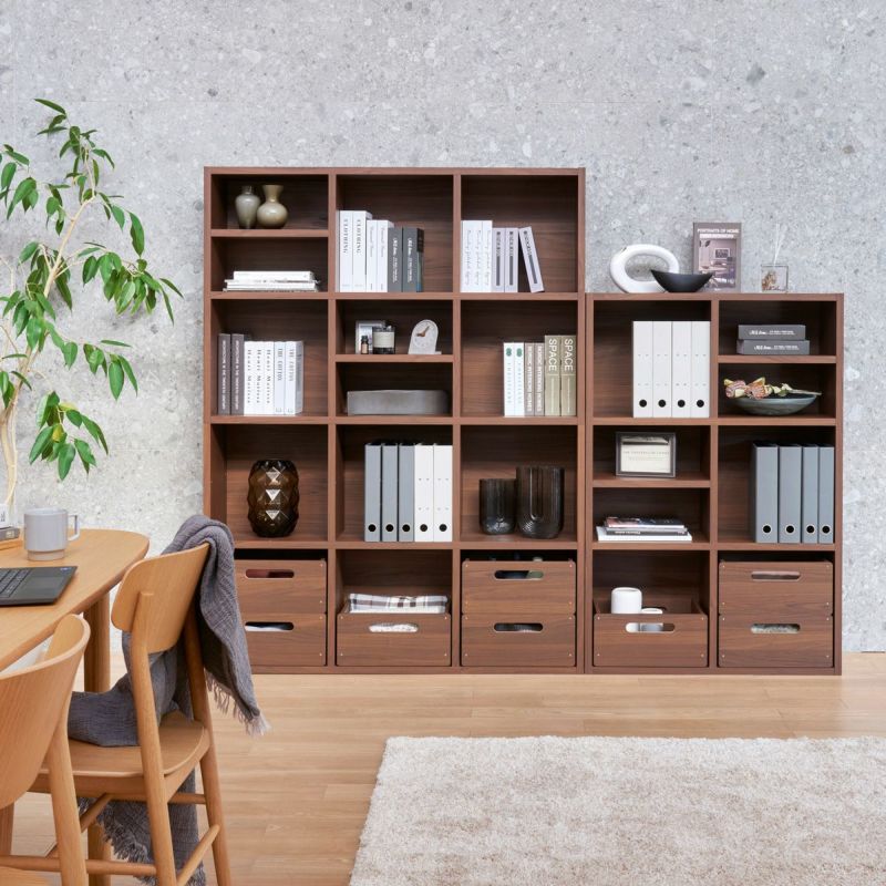 Free Rack Dark Brown Grid Rack Display Shelf Bookshelf Shelf Can be Placed Horizontally [Width 84cm]