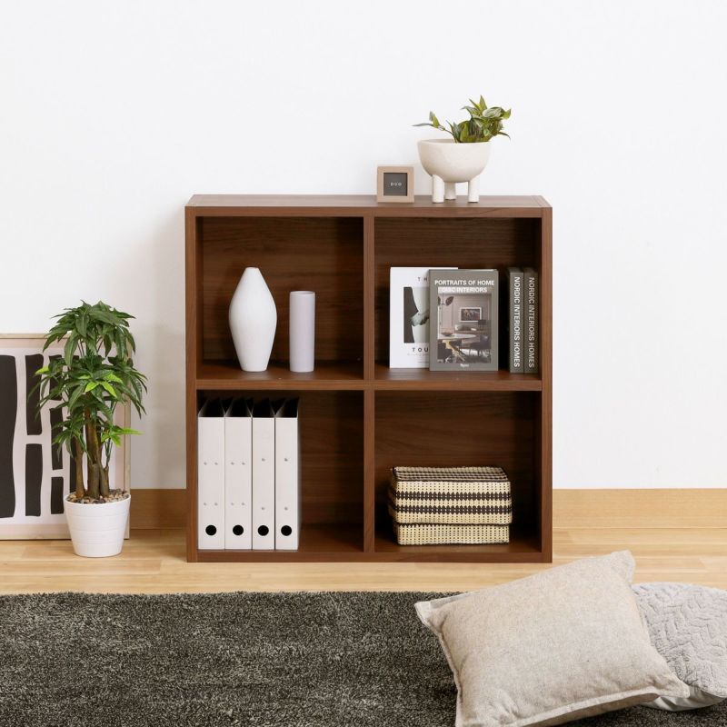 Free Rack Dark Brown Grid Rack Display Shelf Bookshelf Shelf Can be Placed Horizontally [Width 84cm]