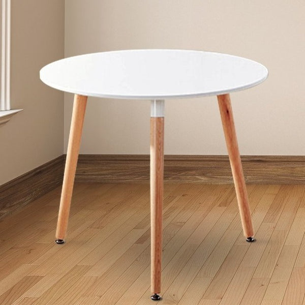 Dining table, round, width 80cm, white