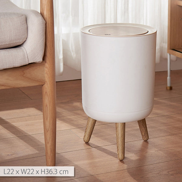 Trash can with lid, natural, 7L, trashbin-001