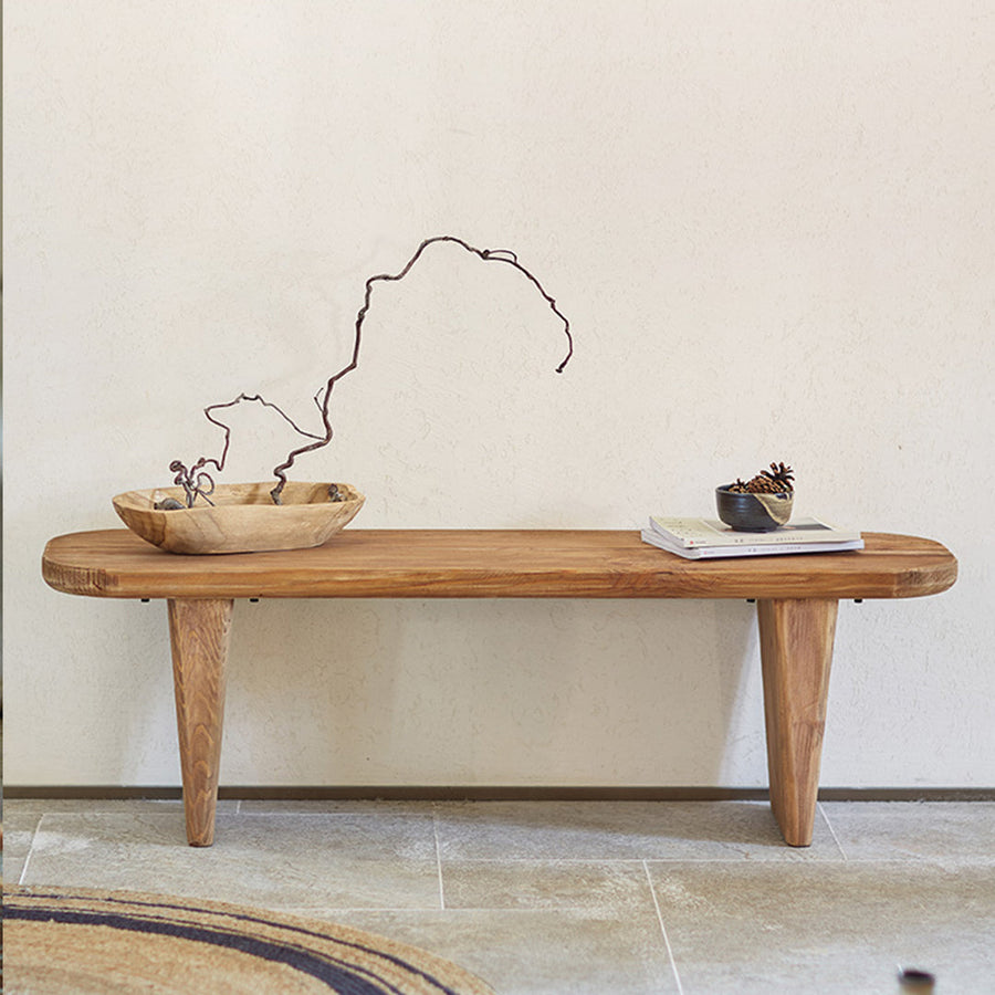 Natural style wood long bench
