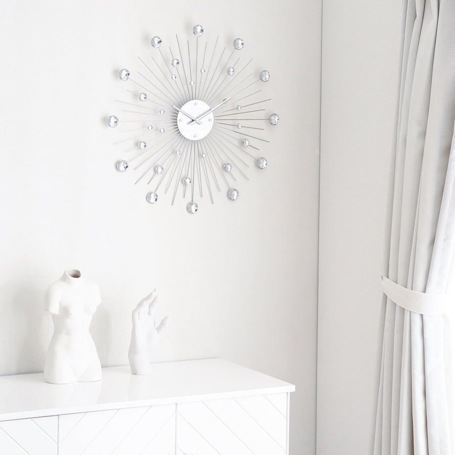 Beaded Wall Clock Silver