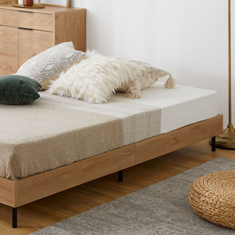 Bed frame, mattress, slatted bed, wooden bed, steel legs [D]