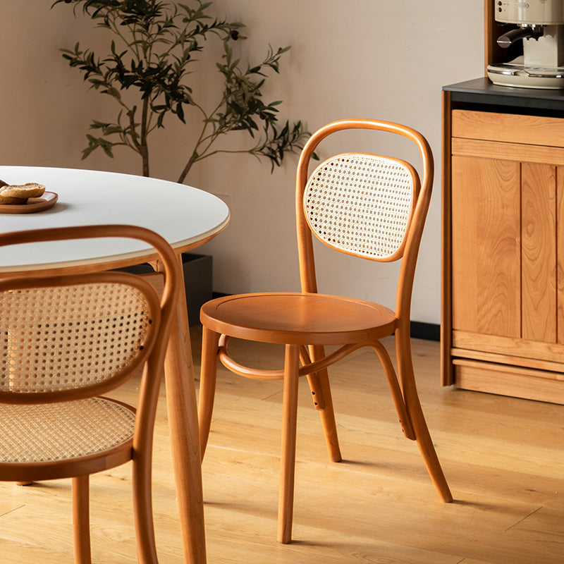 Rattan style round wood dining chair