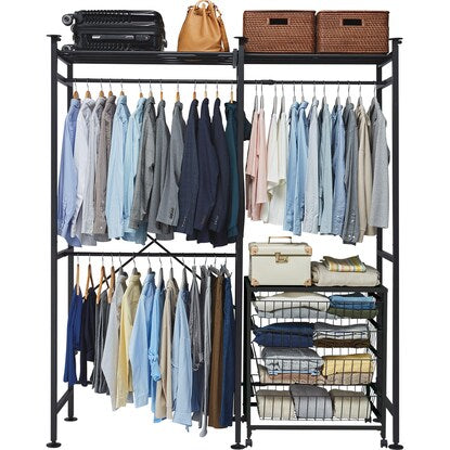 Extendable closet hanger rack (BN01 BK)