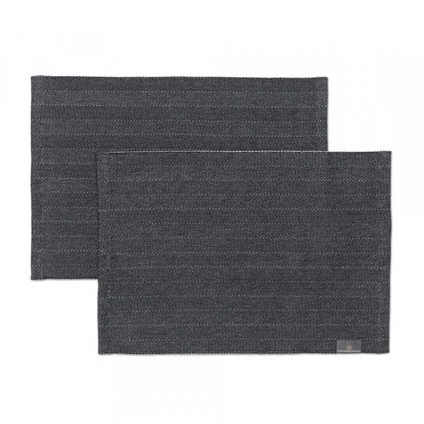 Herringbone Placemats, 50x36cm, Set of 2, Dark Gray