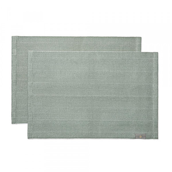 Herringbone Placemats, 50 x 36 cm, Set of 2, Mineral Green