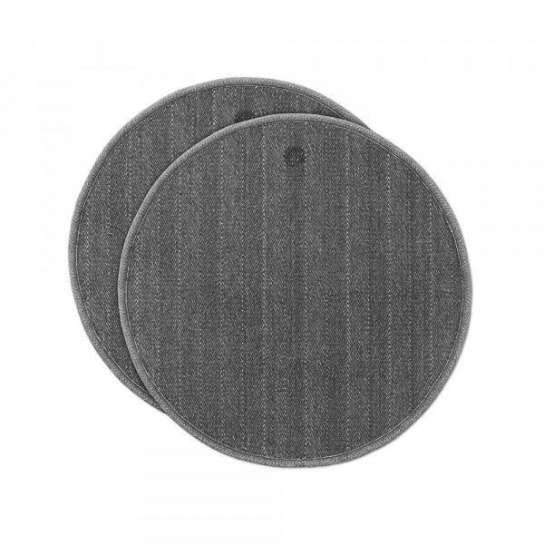 Round Placemats, Herringbone, φ40cm, Set of 2, Dark Gray